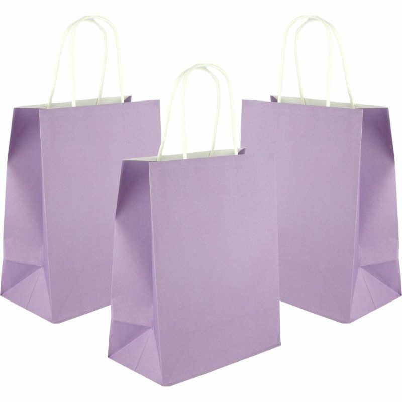 Gift Bags | Purple Kraft Paper Gift Bags 22Cm (Pack Of 5) Gift Bags Gift Bags