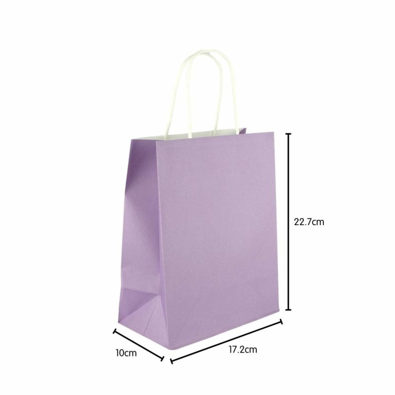 Gift Bags | Purple Kraft Paper Gift Bags 22Cm (Pack Of 5) Gift Bags Gift Bags