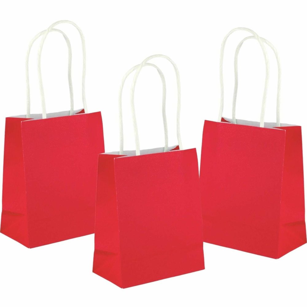 Gift Bags | Red Kraft Paper Gift Bags 13.5Cm (Pack Of 5) Gift Bags Gift Bags