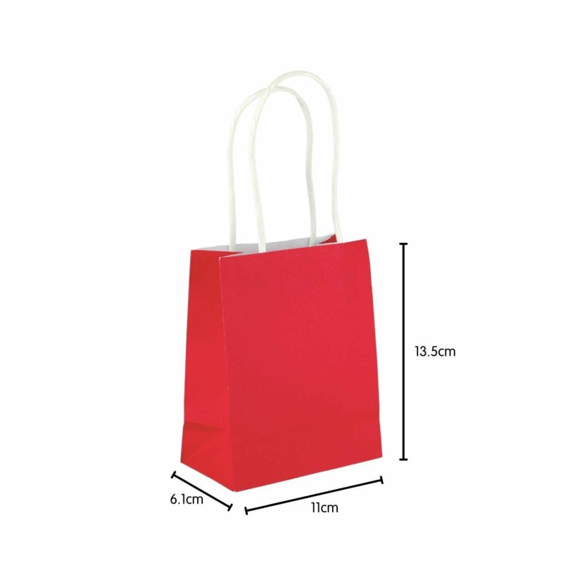 Gift Bags | Red Kraft Paper Gift Bags 13.5Cm (Pack Of 5) Gift Bags Gift Bags