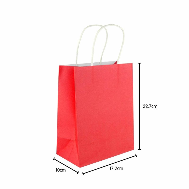 Gift Bags | Red Kraft Paper Gift Bags 22Cm (Pack Of 5) Gift Bags Gift Bags