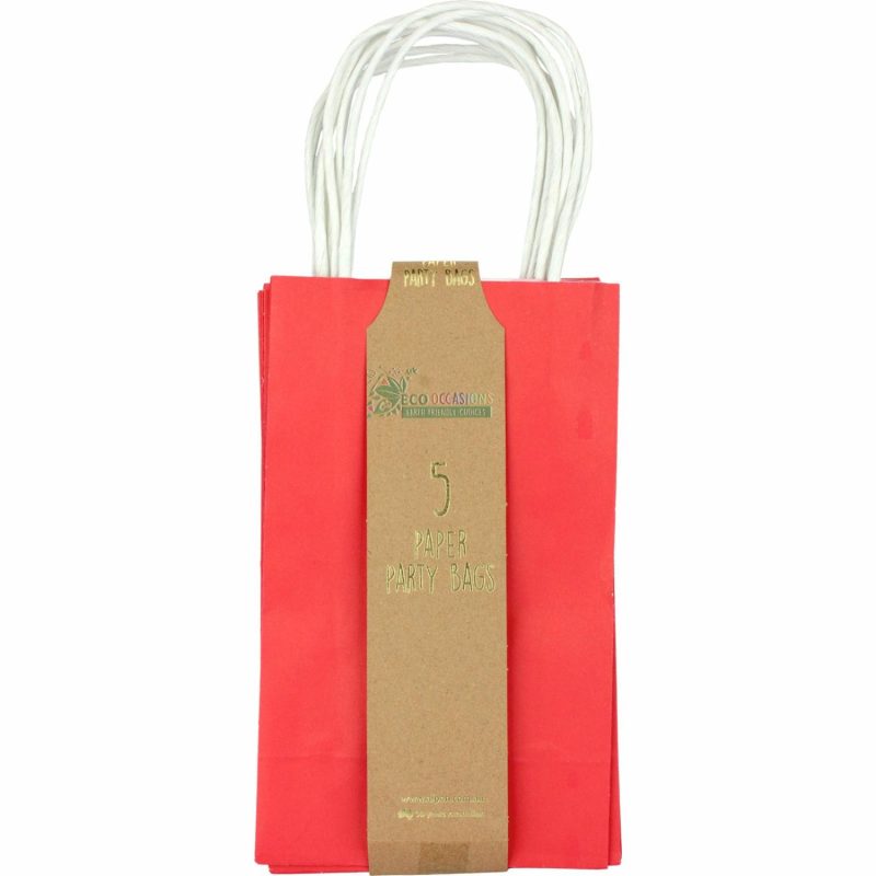 Gift Bags | Red Paper Gift Bags 21.5Cm (Pack Of 5) Gift Bags Gift Bags