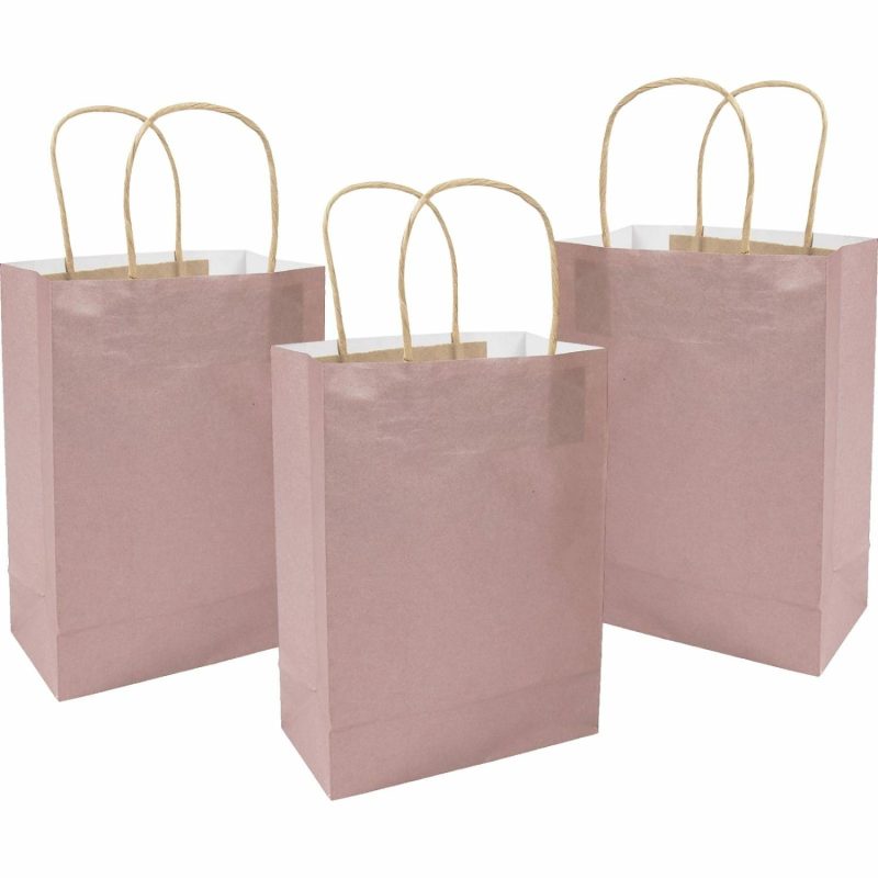 Gift Bags | Rose Gold Kraft Paper Bags 22.5Cm X 16.5Cm X 8.2Cm (Pack Of 12) Gift Bags Gift Bags