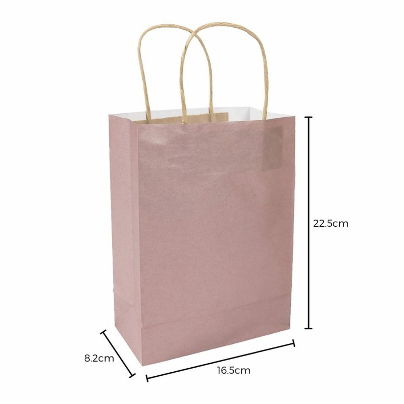 Gift Bags | Rose Gold Kraft Paper Bags 22.5Cm X 16.5Cm X 8.2Cm (Pack Of 12) Gift Bags Gift Bags