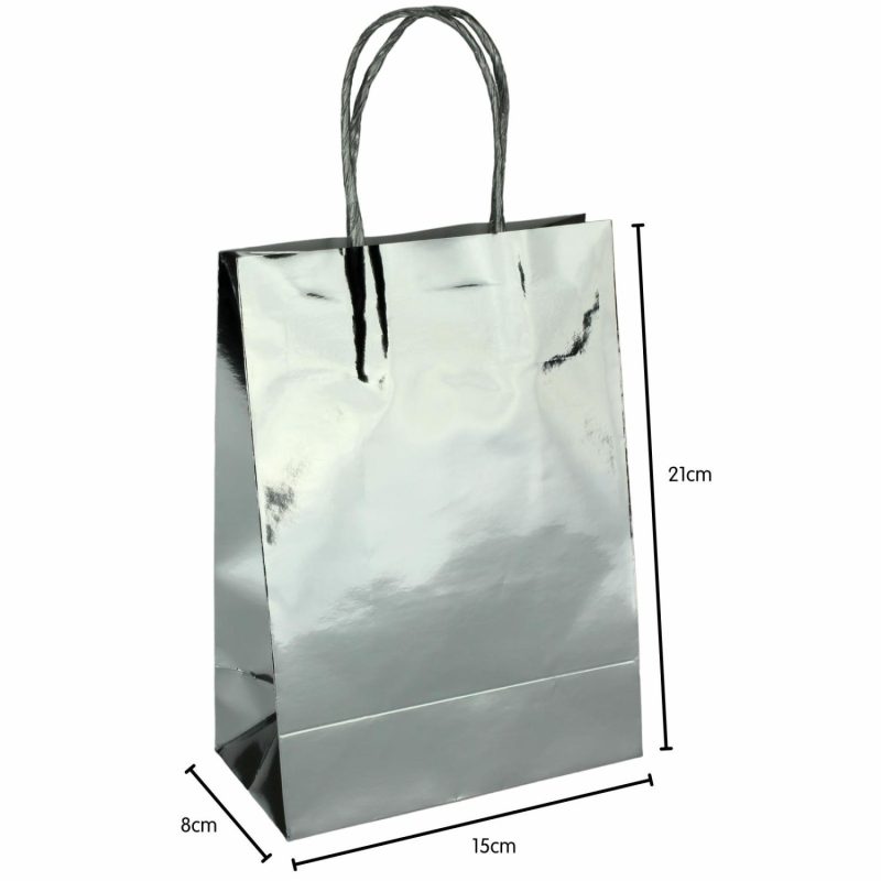 Gift Bags | Silver Foil Paper Gift Bags (Pack Of 4) Gift Bags Gift Bags