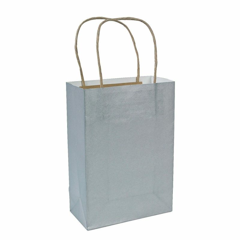 Gift Bags | Silver Paper Gift Bags (Pack Of 12) Gift Bags Gift Bags