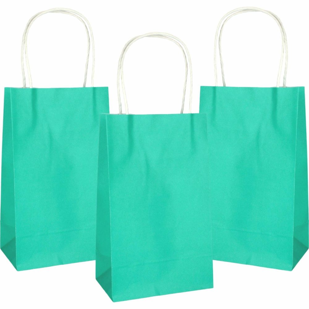 Gift Bags | Teal Paper Gift Bags 21.5Cm (Pack Of 5) Gift Bags Gift Bags