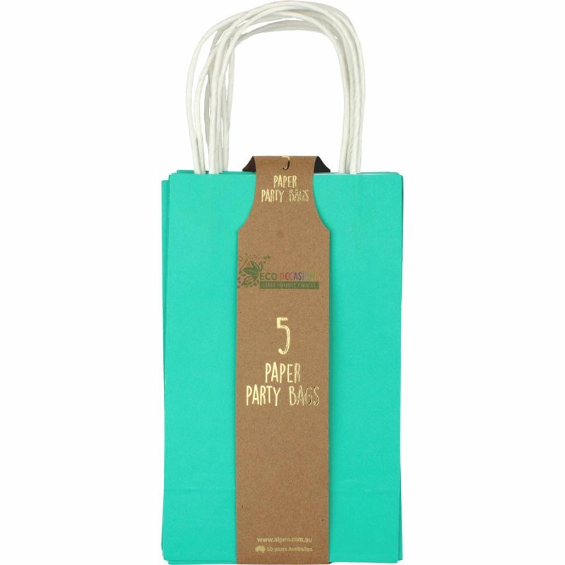 Gift Bags | Teal Paper Gift Bags 21.5Cm (Pack Of 5) Gift Bags Gift Bags