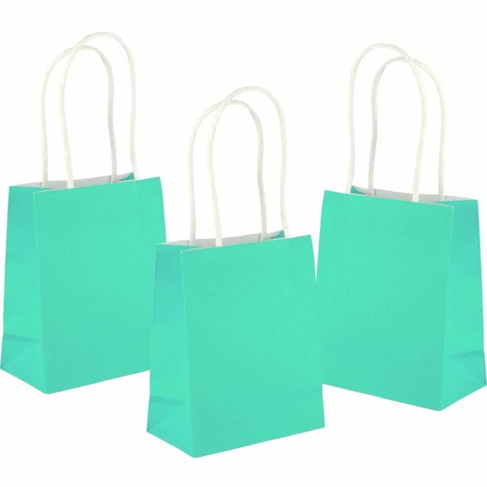 Gift Bags | Turquoise Kraft Paper Gift Bags 13.5Cm (Pack Of 5) Gift Bags Gift Bags