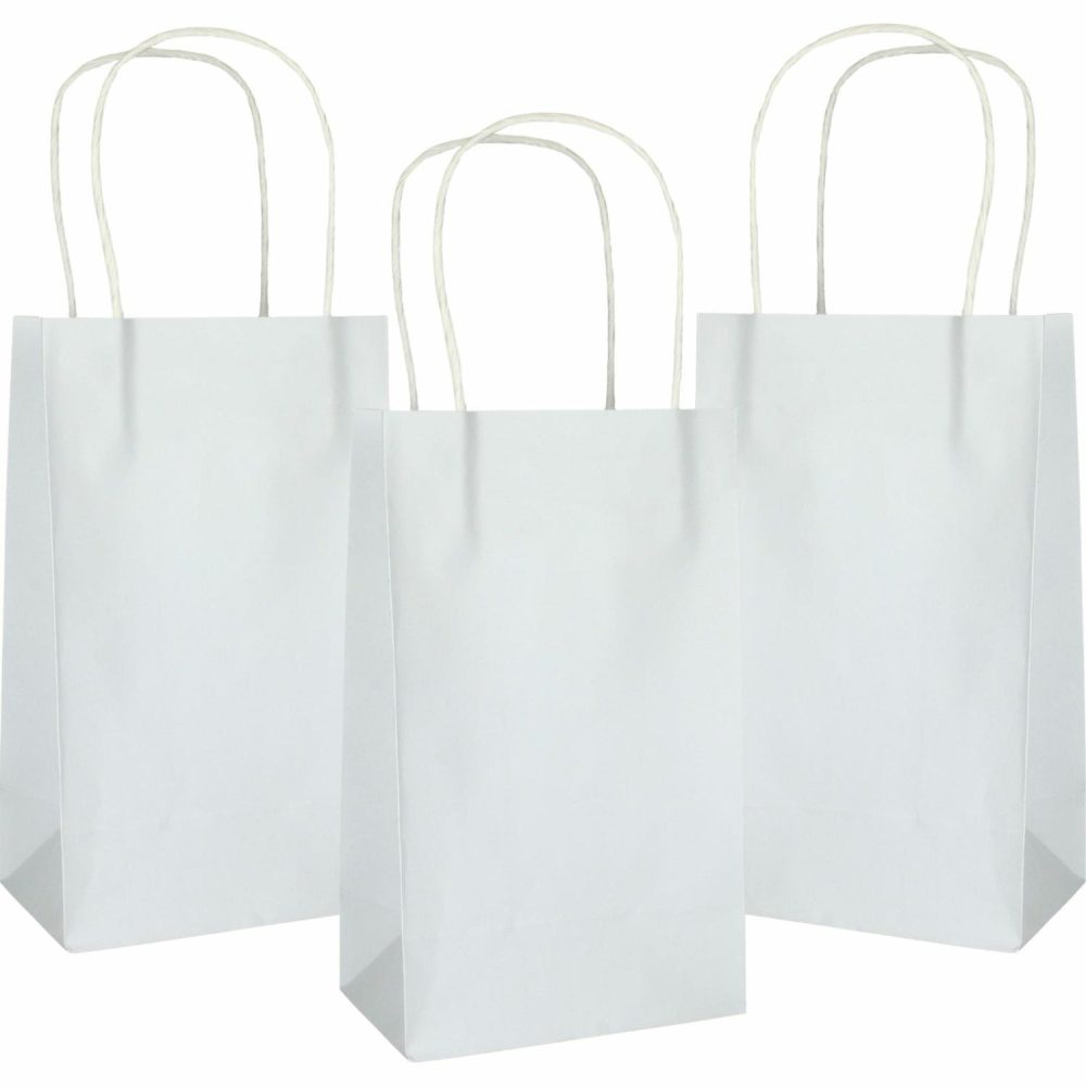 Gift Bags | White Gift Bags 21.5Cm (Pack Of 5) Gifts Gift Bags