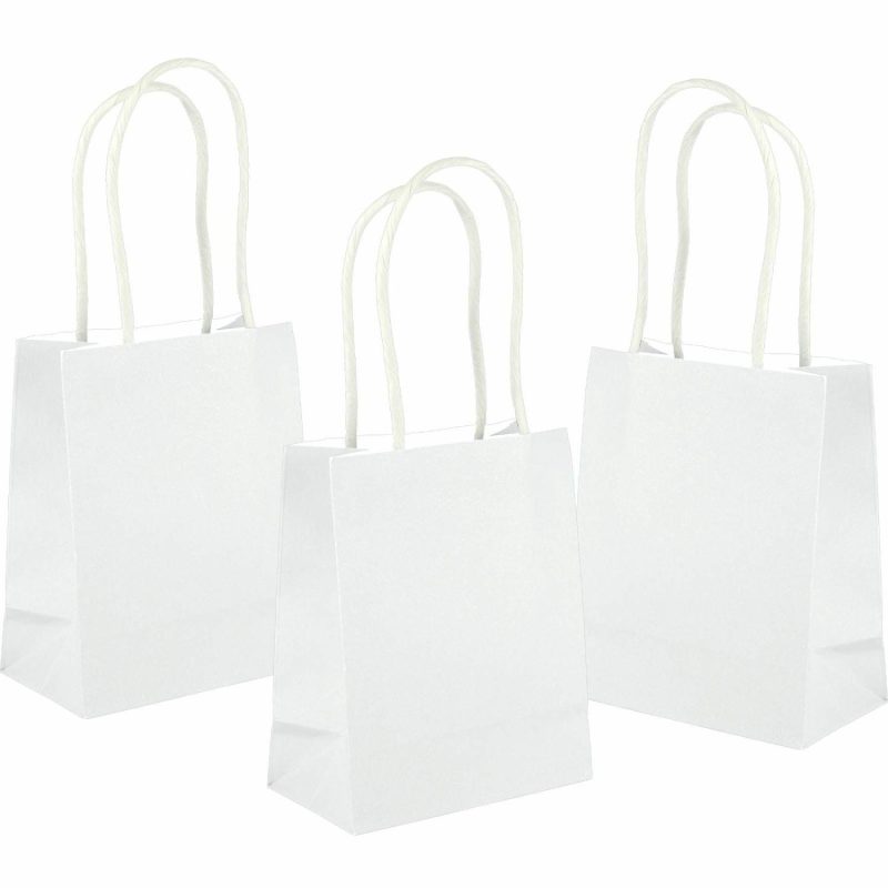 Gift Bags | White Kraft Paper Gift Bags 13.5Cm (Pack Of 5) Gift Bags Gift Bags