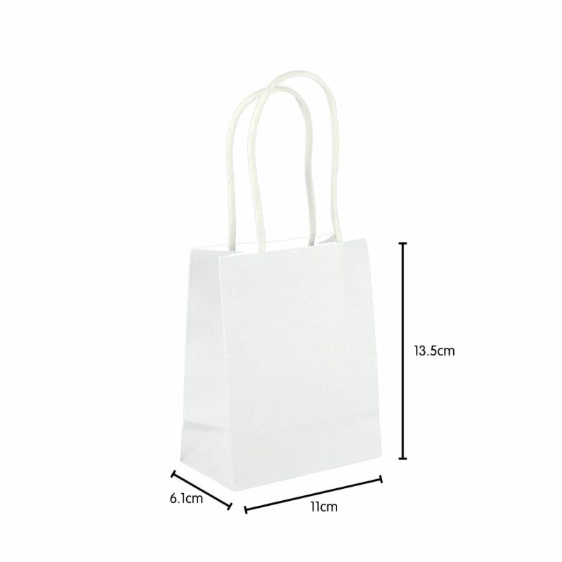 Gift Bags | White Kraft Paper Gift Bags 13.5Cm (Pack Of 5) Gift Bags Gift Bags