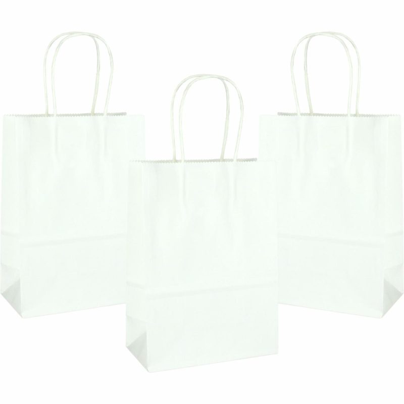 Gift Bags | White Kraft Paper Gift Bags 20.8Cm (Pack Of 4) Gift Bags Gift Bags