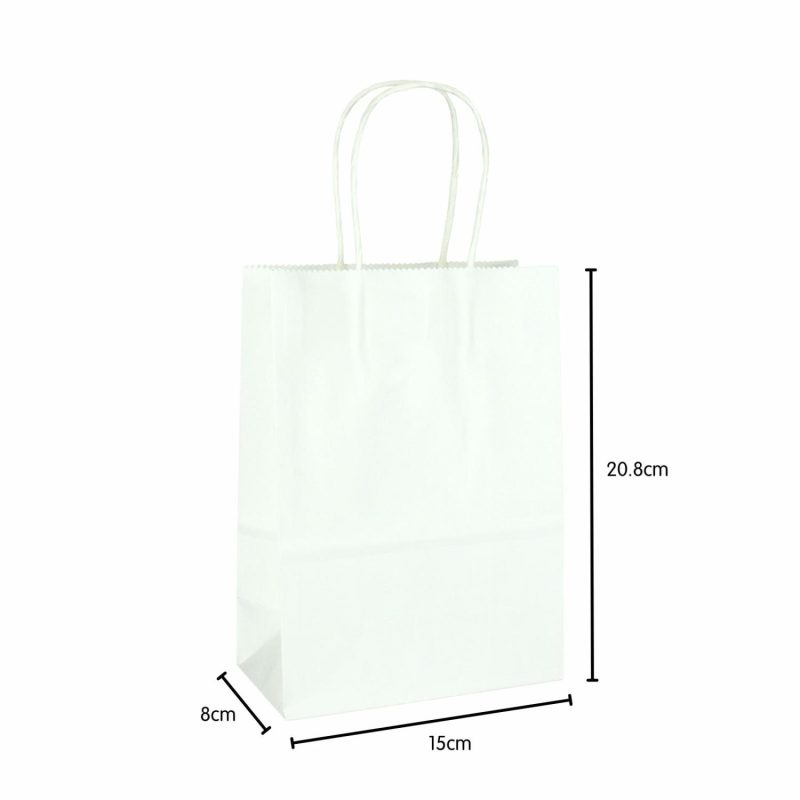 Gift Bags | White Kraft Paper Gift Bags 20.8Cm (Pack Of 4) Gift Bags Gift Bags