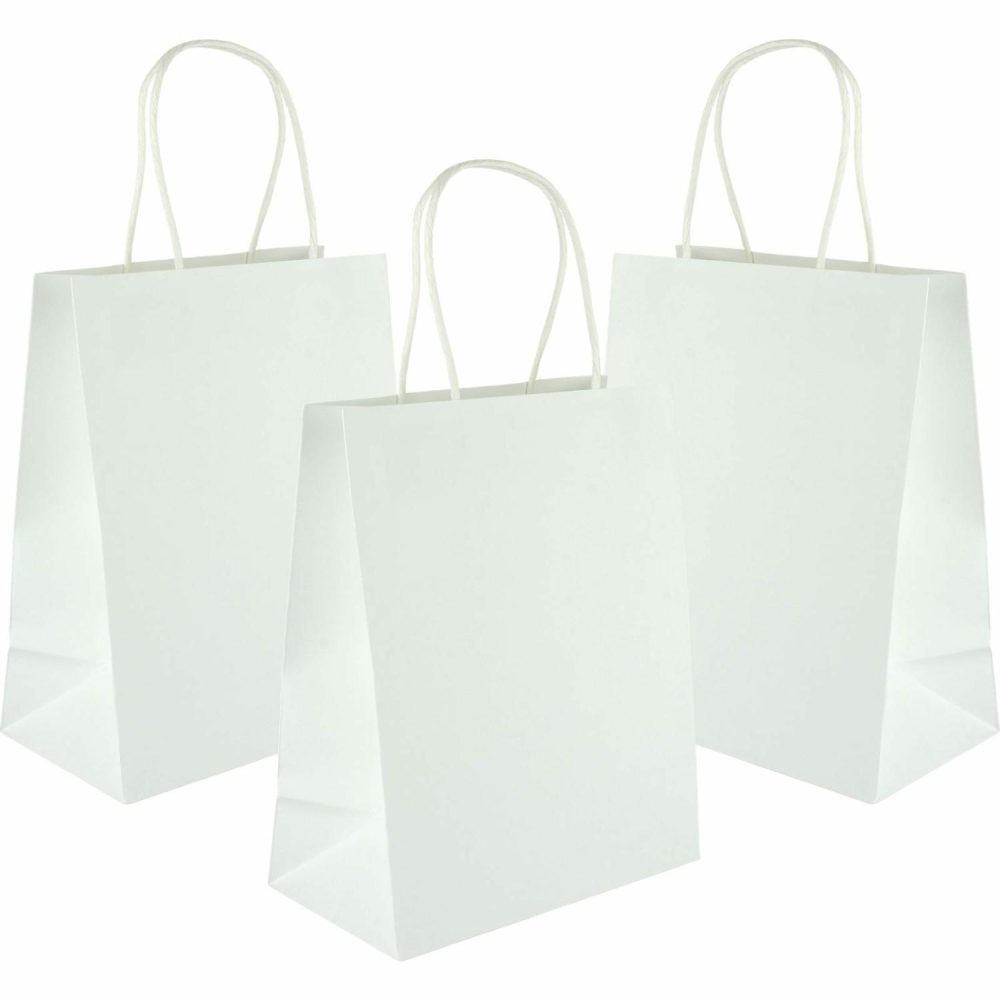 Gift Bags | White Kraft Paper Gift Bags 22Cm (Pack Of 5) Gift Bags Gift Bags