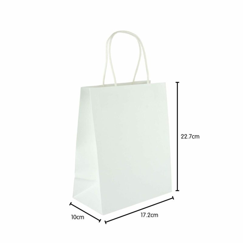 Gift Bags | White Kraft Paper Gift Bags 22Cm (Pack Of 5) Gift Bags Gift Bags