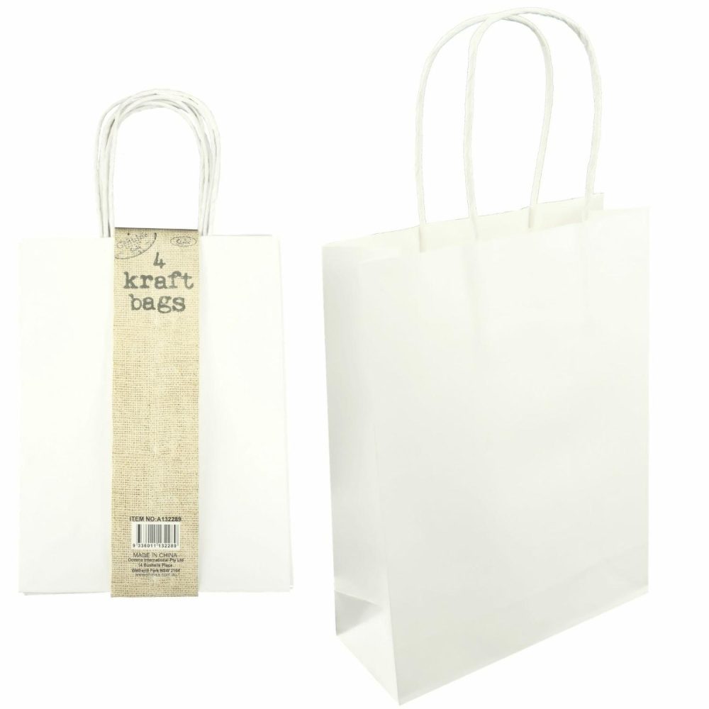 Gift Bags | White Paper Favour Bags Medium (Pack Of 4) Gift Bags Gift Bags