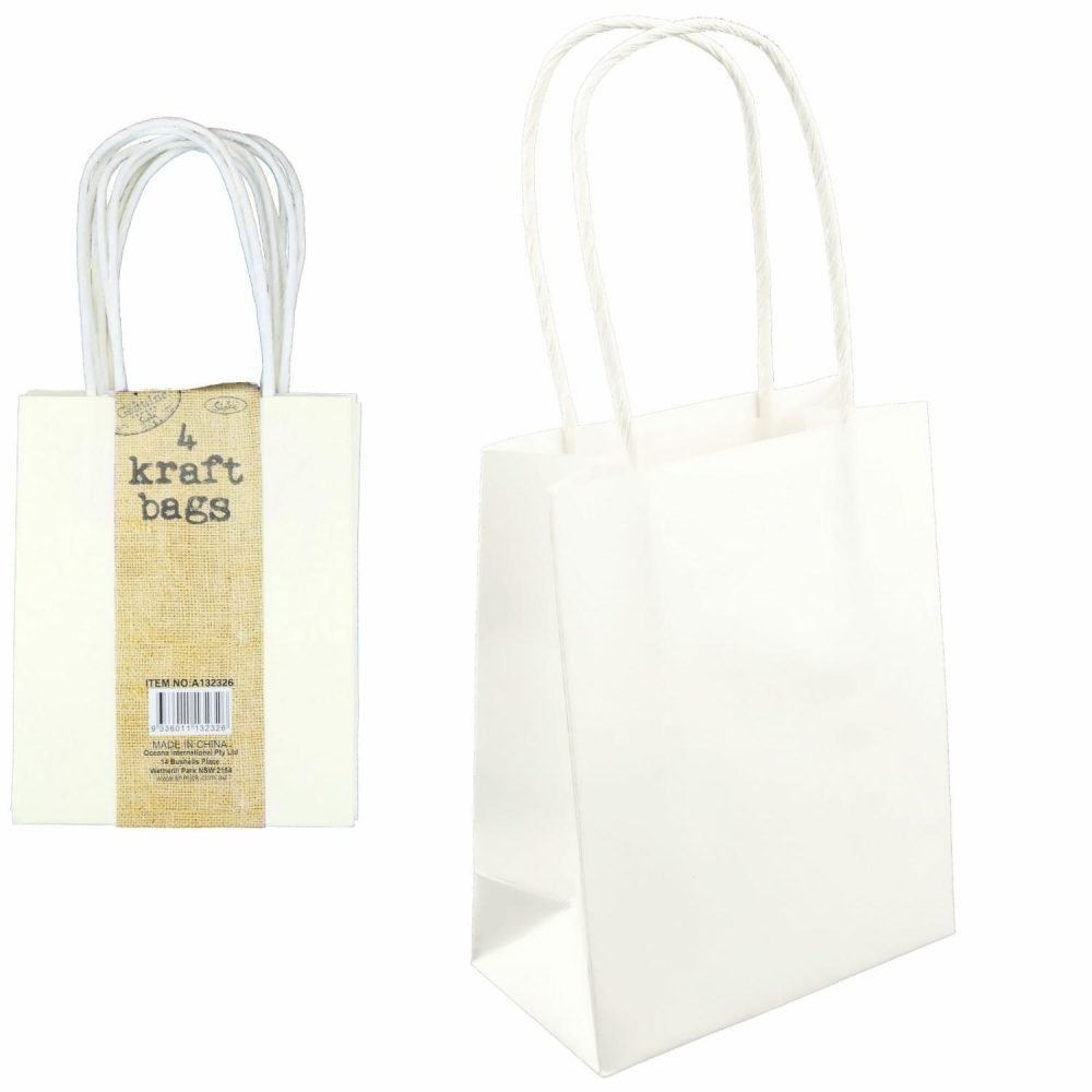 Gift Bags | White Paper Favour Bags Small (Pack Of 4) Gift Bags Gift Bags