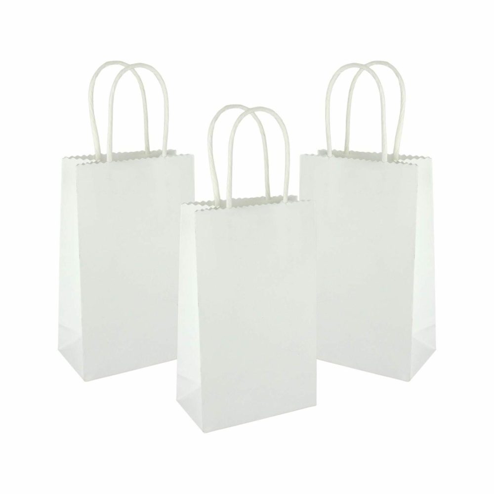 Gift Bags | White Paper Gift Bags 16.4Cm X 10.5Cm X 5Cm (Pack Of 4) Gift Bags Gift Bags