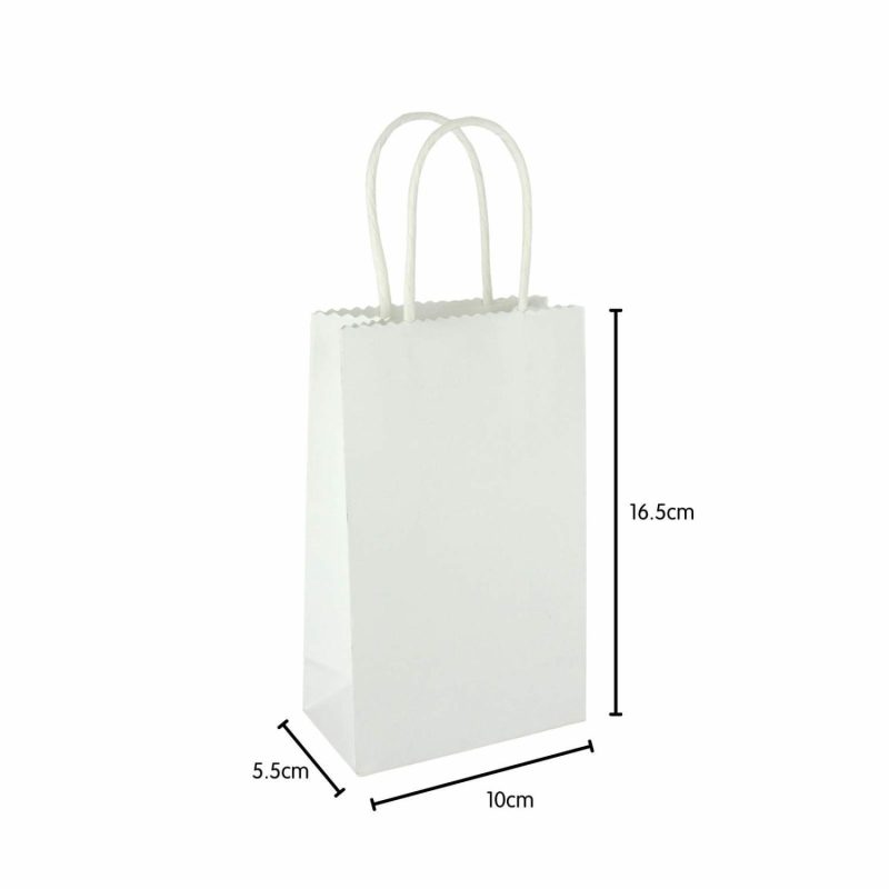 Gift Bags | White Paper Gift Bags 16.4Cm X 10.5Cm X 5Cm (Pack Of 4) Gift Bags Gift Bags