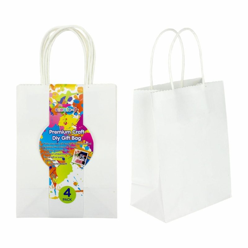 Gift Bags | White Paper Gift Bags 20Cm (Pack Of 4) Gift Bags Gift Bags