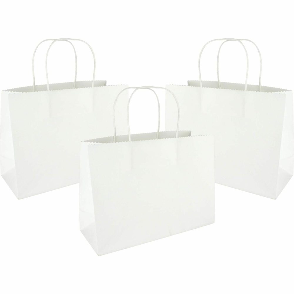 Gift Bags | White Paper Gift Bags 25Cm X 18Cm X 10Cm (Pack Of 4) Gift Bags Gift Bags