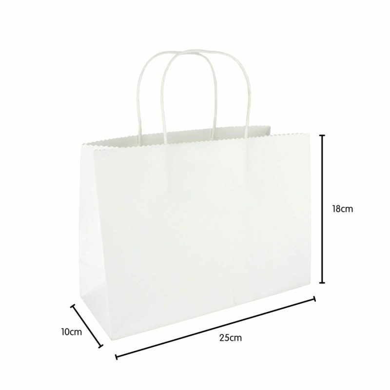 Gift Bags | White Paper Gift Bags 25Cm X 18Cm X 10Cm (Pack Of 4) Gift Bags Gift Bags