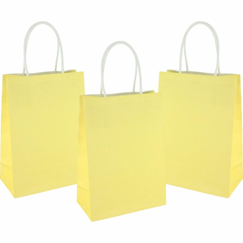 Gift Bags | Yellow Kraft Paper Gift Bags 20.8Cm (Pack Of 4) Gift Bags Gift Bags