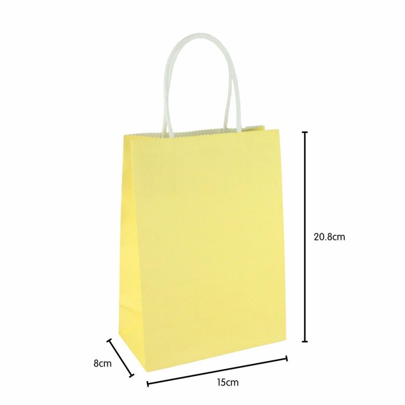 Gift Bags | Yellow Kraft Paper Gift Bags 20.8Cm (Pack Of 4) Gift Bags Gift Bags