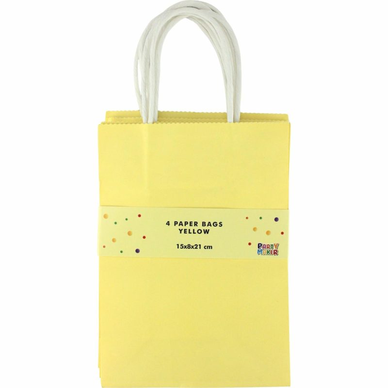 Gift Bags | Yellow Kraft Paper Gift Bags 20.8Cm (Pack Of 4) Gift Bags Gift Bags