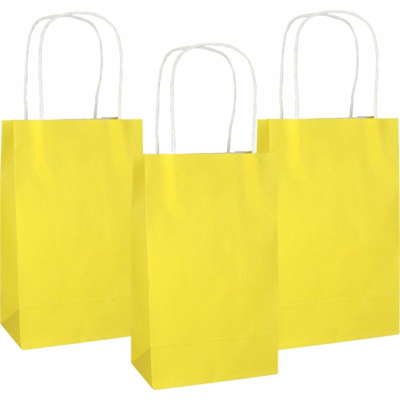 Gift Bags | Yellow Paper Gift Bags 21.5Cm (Pack Of 5) Gift Bags Gift Bags