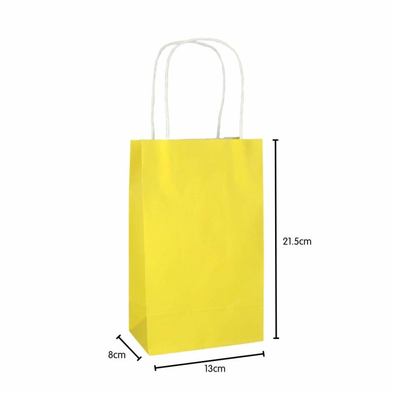 Gift Bags | Yellow Paper Gift Bags 21.5Cm (Pack Of 5) Gift Bags Gift Bags