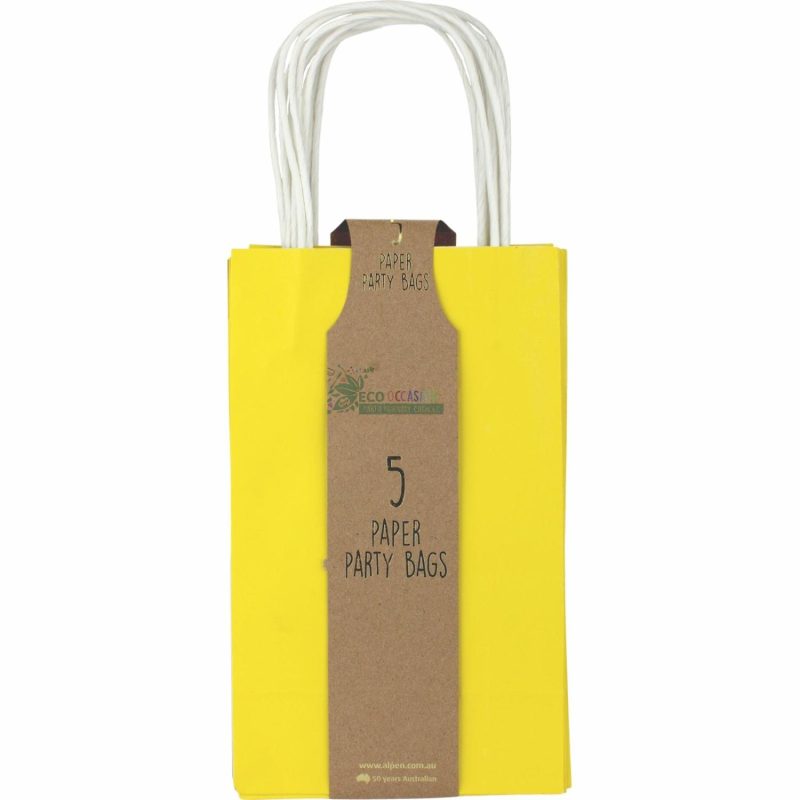 Gift Bags | Yellow Paper Gift Bags 21.5Cm (Pack Of 5) Gift Bags Gift Bags