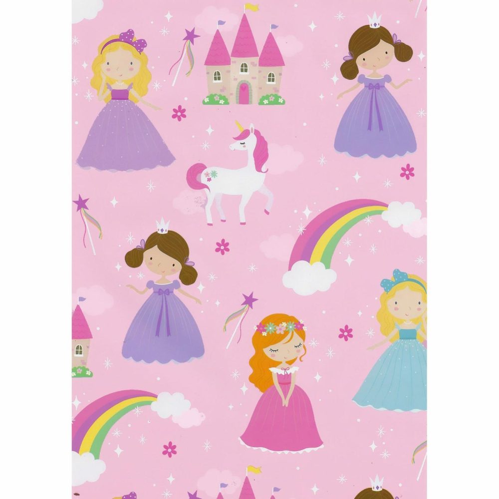 Gift Wrapping | Princess And Rainbows Wrapping Paper (1 Sheet) Gift Wrapping Gift Wrapping