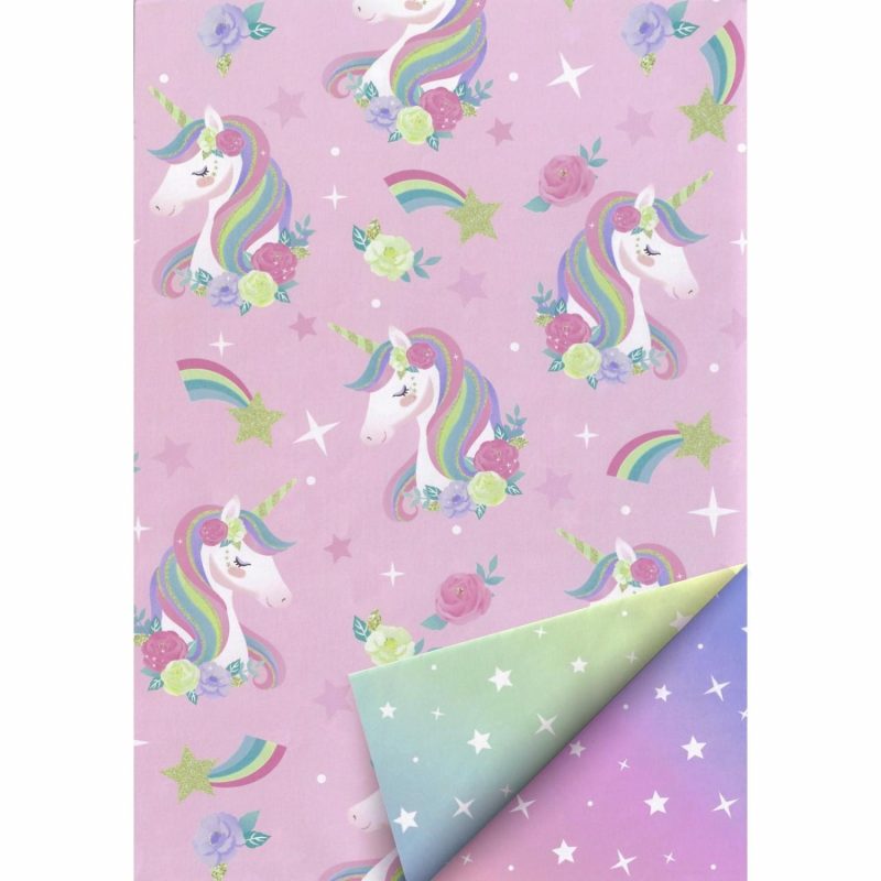 Gift Wrapping | Unicorn Stars And Sparkles Wrapping Paper (1 Sheet) Gift Wrapping Gift Wrapping