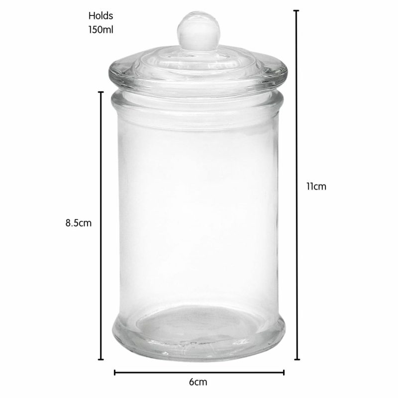 Jars | Glass Apothecary Jar With Lid 150Ml Gifts Jars