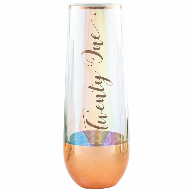 Keepsakes & Gifts | 21St Birthday Rose Gold Ombre Stemless Champagne Glass Gifts Keepsakes & Gifts