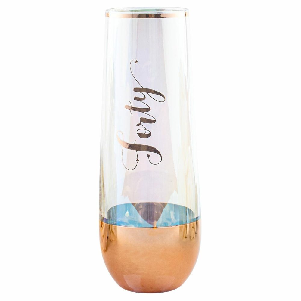 Keepsakes & Gifts | 40Th Birthday Rose Gold Ombre Stemless Champagne Glass Gifts Keepsakes & Gifts