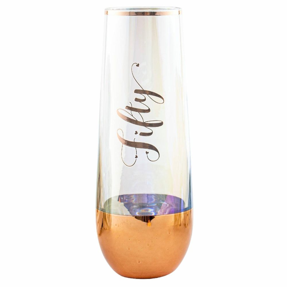 Keepsakes & Gifts | 50Th Birthday Rose Gold Ombre Stemless Champagne Glass Gifts Keepsakes & Gifts