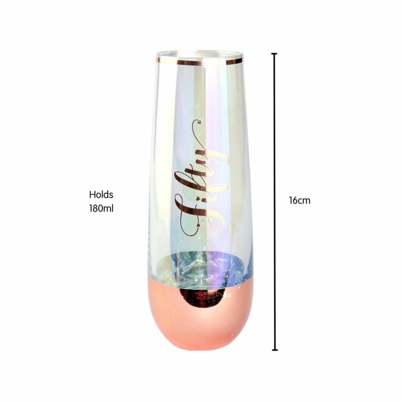 Keepsakes & Gifts | 50Th Birthday Rose Gold Ombre Stemless Champagne Glass Gifts Keepsakes & Gifts