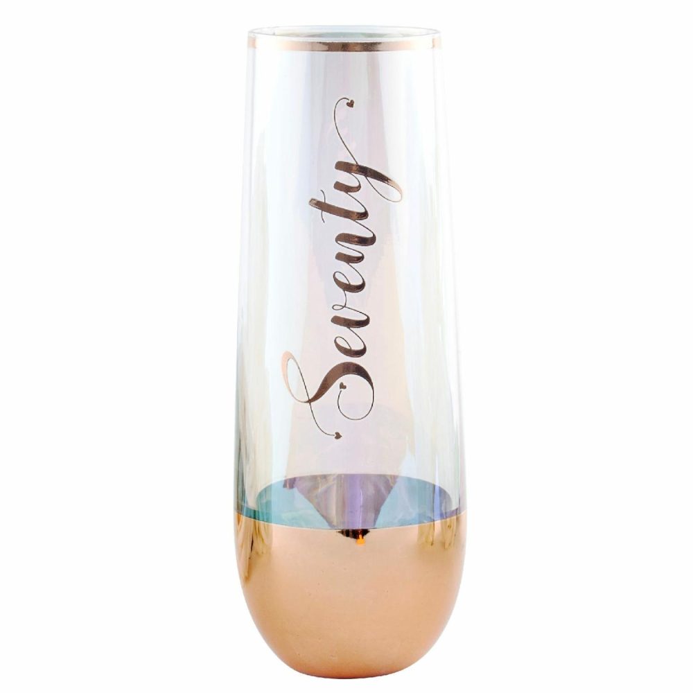 Keepsakes & Gifts | 70Th Birthday Rose Gold Ombre Stemless Champagne Glass Gifts Keepsakes & Gifts