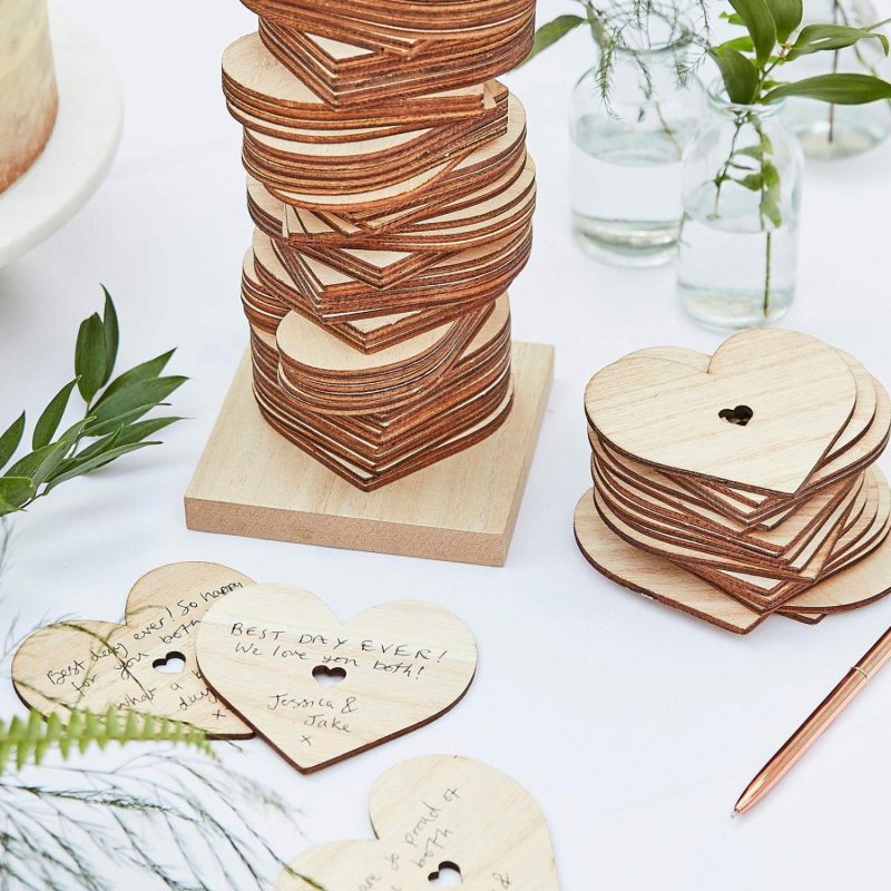 Keepsakes & Gifts | Ginger Ray Botanical Wedding Wooden Stacking Heart Guest Book Gifts Keepsakes & Gifts