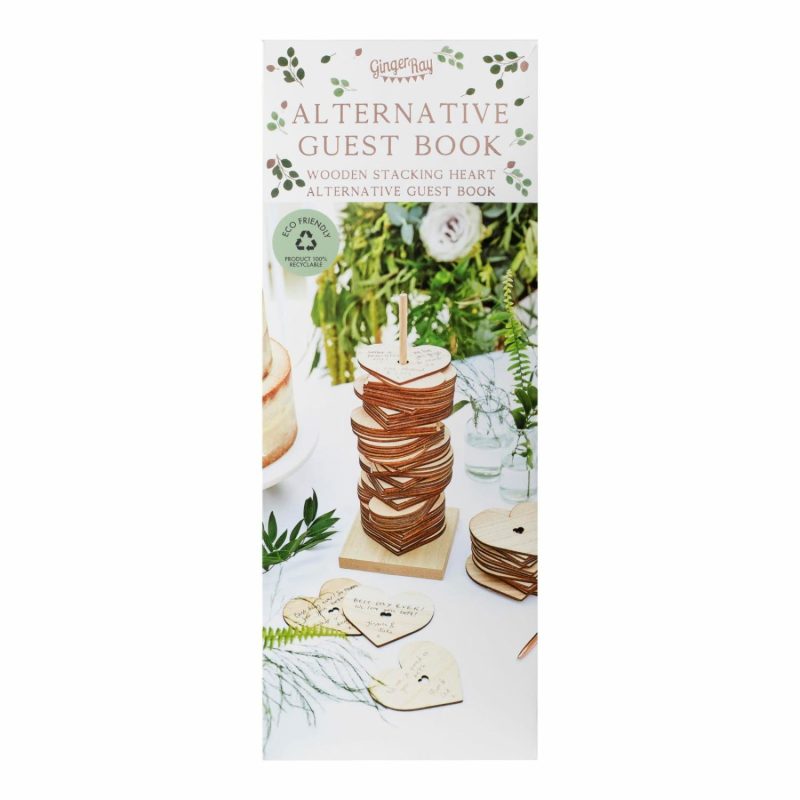 Keepsakes & Gifts | Ginger Ray Botanical Wedding Wooden Stacking Heart Guest Book Gifts Keepsakes & Gifts