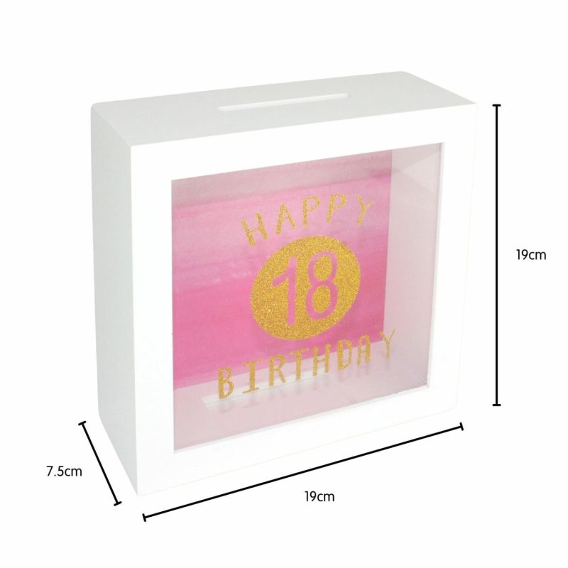 Keepsakes & Gifts | Happy 18Th Birthday Glitter Money Box Gifts Keepsakes & Gifts