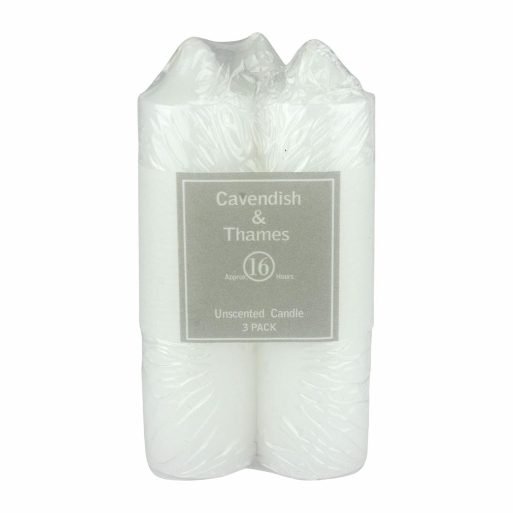 Keepsakes & Gifts | White Unscented Pillar Candles 12.5Cm (Pack Of 3) Gifts Keepsakes & Gifts