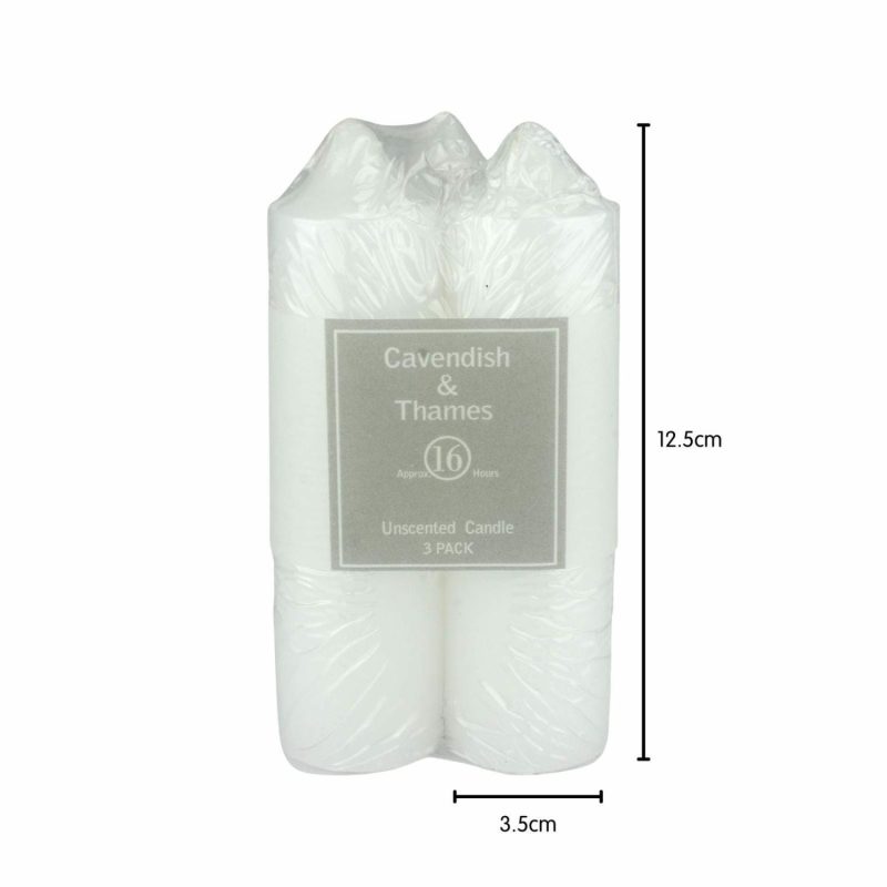 Keepsakes & Gifts | White Unscented Pillar Candles 12.5Cm (Pack Of 3) Gifts Keepsakes & Gifts