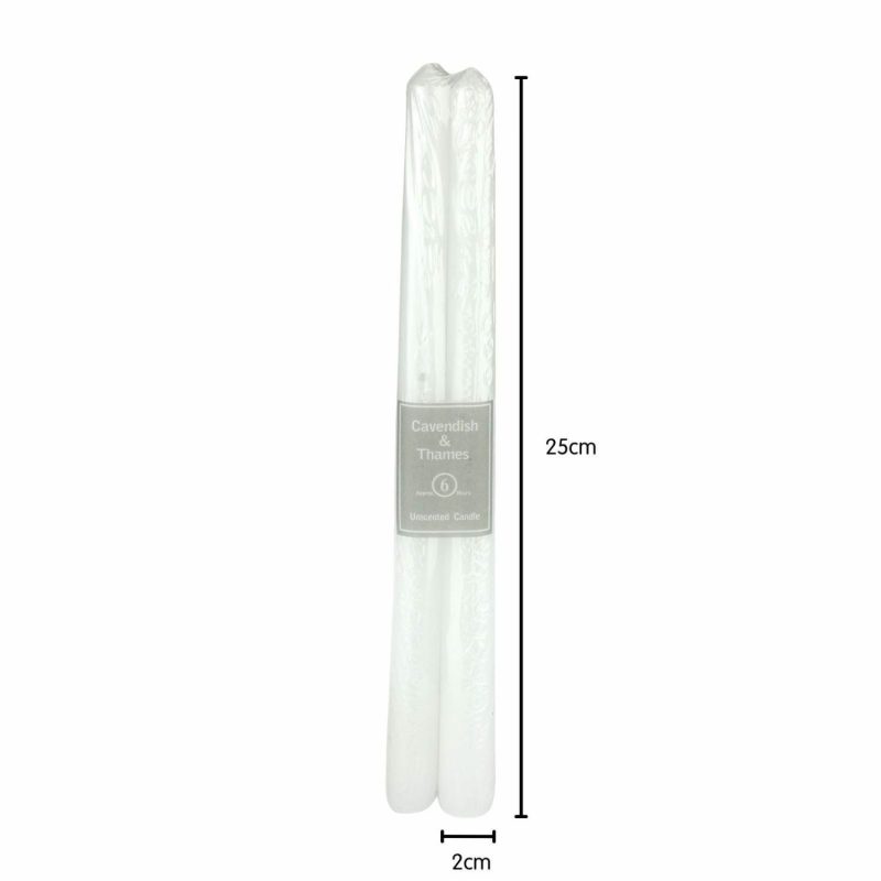 Keepsakes & Gifts | White Unscented Taper Candles 25Cm (Pack Of 3) Gifts Keepsakes & Gifts