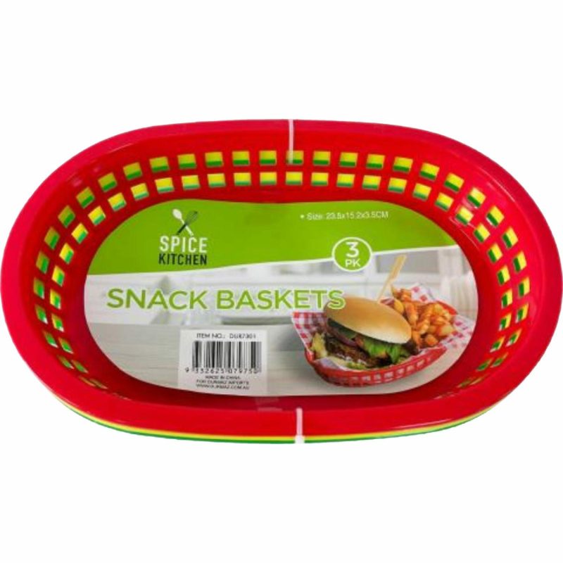 Kitchen Accessories | Assorted Oval Plastic Snack Baskets (Pack Of 3) Catering & Kitchen Kitchen Accessories