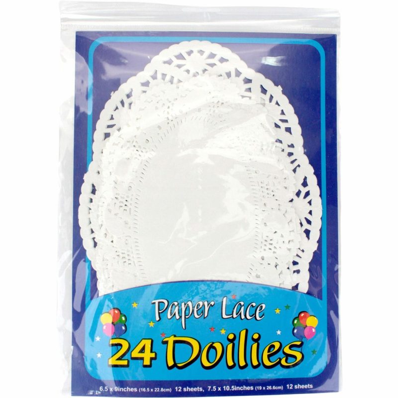 Kitchen Accessories | Assorted Paper Oval Lace Doilies (Pack Of 24) Catering & Kitchen Kitchen Accessories