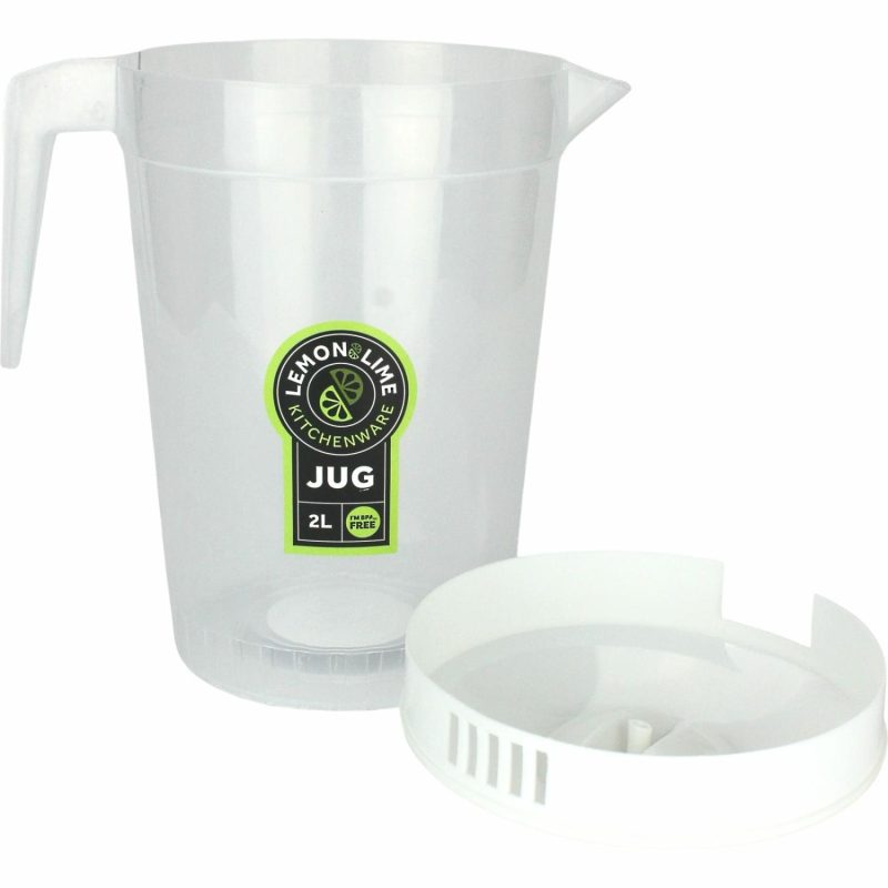 Kitchen Accessories | Clear Plastic Jug 2 Litre With Lid Catering & Kitchen Kitchen Accessories